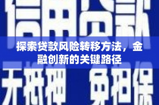 榆树探索贷款风险转移方法，金融创新的关键路径