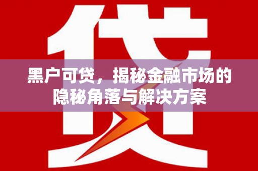 榆树黑户可贷，揭秘金融市场的隐秘角落与解决方案