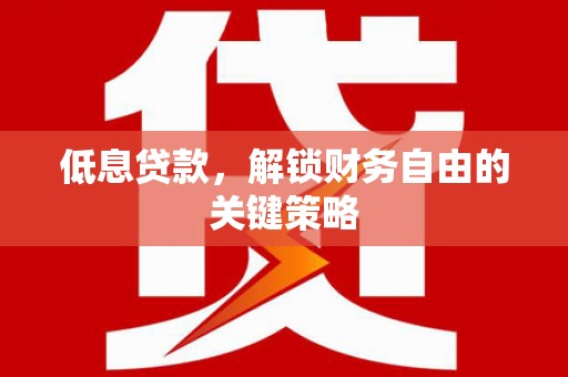 榆树低息贷款，解锁财务自由的关键策略